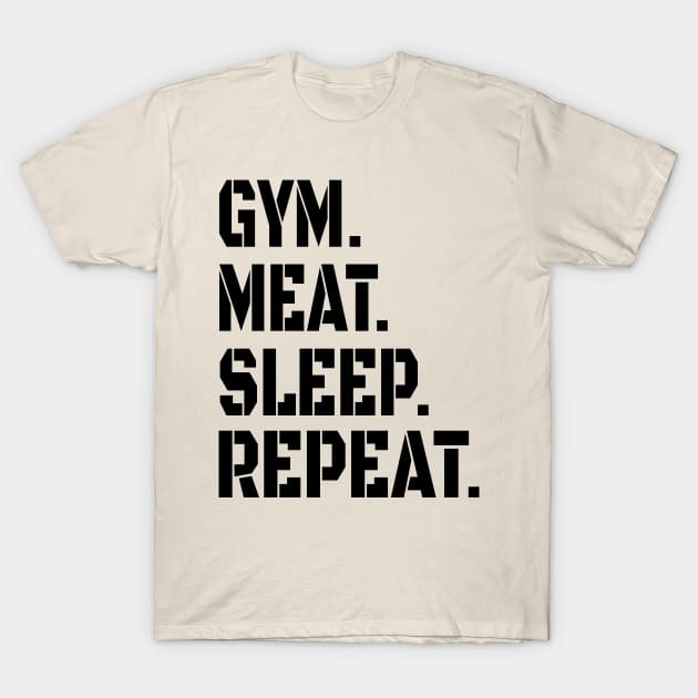 GYM MEAT SLEEP REPEAT CARNIVORE STENCIL ATHLETIC SPORT STYLE T-Shirt by CarnivoreMerch